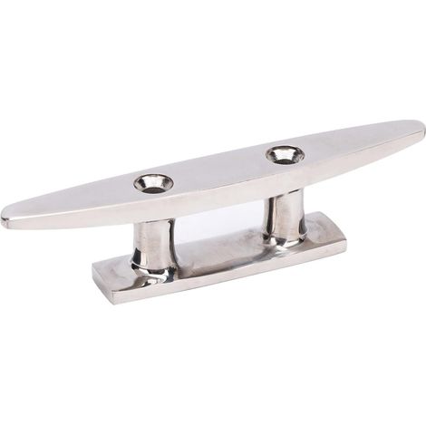 Marine-grade 316 stainless steel boat cleat with mirror-polished finish, for mooring and docking. (1/5)