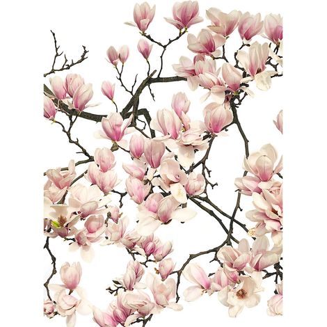 Tableau fleur rose pastel idéal salle de bain | Tableau printemps pour salon | Tableau sur toile rose & blanc pour chambre adulte 0,5 x 0,7 m (1/2)