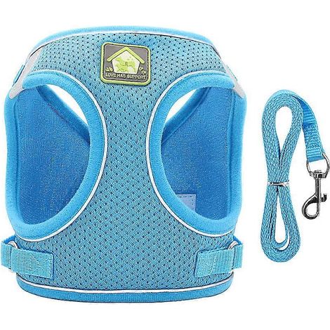 Conjunto de arnés para perros con correa pectoral para mascotas para un uso cómodo (2 piezas) - Chaleco azul (1/5)