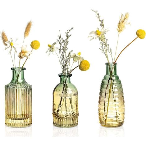 Bardusch-Lot de 3 mini vases verre vintage colorés, soliflores pour bureau, mariage ou centre table (1/5)