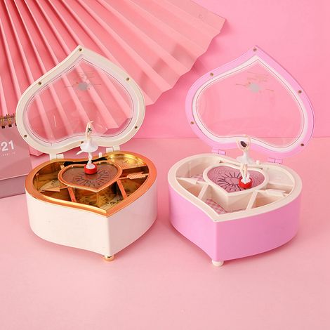 Miniatur-Musik-Schmuckkästchen in Herzform YL2036, rosa, ideal für Schüler, Geburtstage und Partys. (1/5)