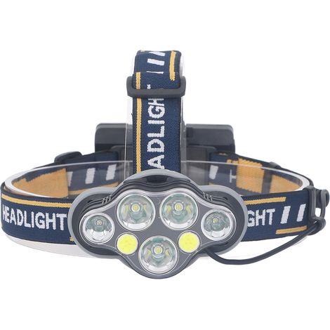 TD07503 Lampe frontale sept cœurs à affichage électronique, projecteur LED longue portée pour extérieur et travail, livrée avec batterie intégrée (lot : modèle TD075 + 2 piles + câble USB + boîte) (1/5)