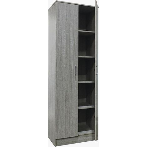 RAY Armoire 2 portes 4 étagères couleur chêne gris (1/5)