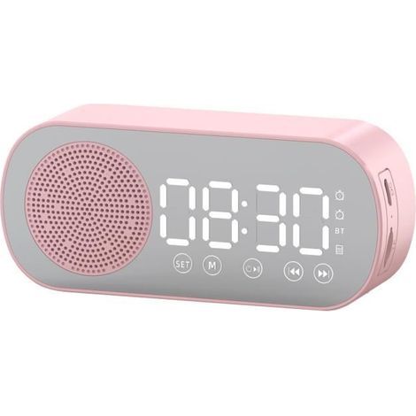 Bluetooth Speaker Clock - Multifunctional Mirror - Rose - Compact - Modern Design