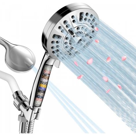 Pommeau de douche filtrant, pommeau de douche à main à 15 niveaux d'eau dure, élimine le chlore et les substances (1/4)