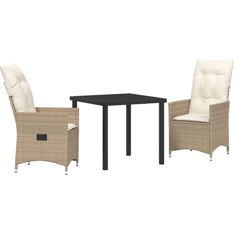 Ensemble de salle à manger pour jardin 3 pcs,Salon de jardin Beige Poly rotin CFW83312 (1/5)
