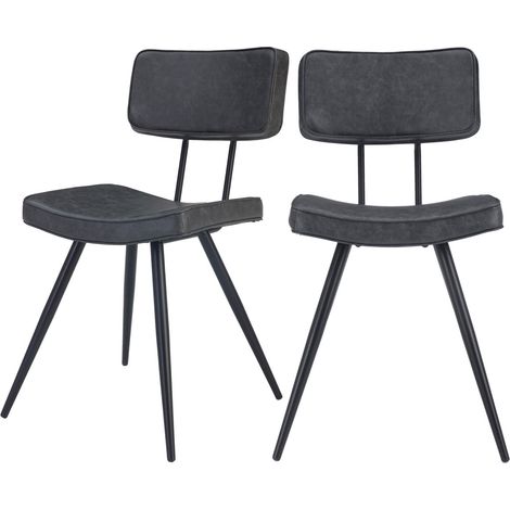Set de 2 sillas de cuero sintético gris/negro - Texas (1/4)