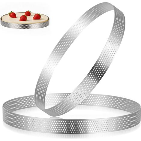 2 micro-perforated stainless steel pie rings 18 and 20 cm, height 2 cm (1/5)
