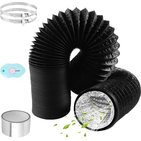 x 125-mm-Abluftschlauch, 6 m flexibler Aluminiumschlauch, Stahlschellen, für Klimaanlagen-Abluftventilator (1/5)