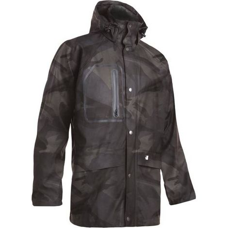Veste de Pluie de Travail Tuna - Taille M - Woodland - Résistante et Imperméable - Protection Idéale - D-Work (1/5)