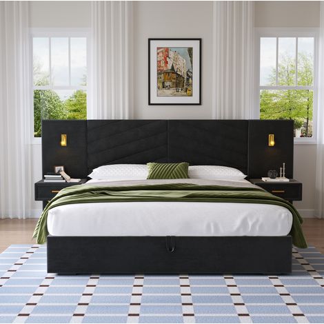 lit adulte coffre rangement 266x205 velours noir OKMYHOME (1/5)