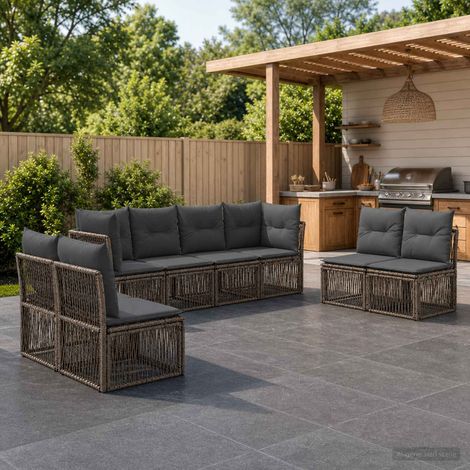 Set Divano da Giardino 8 pcs Grigio polyrattan vidaXL (1/5)