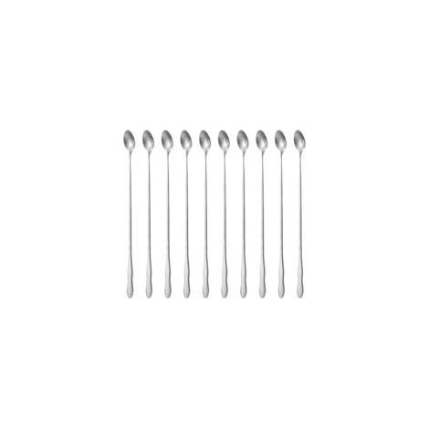 Set mit 10 langstieligen Barlöffeln aus Edelstahl (20 cm) – wiederverwendbar – geeignet für Kaffee, Eiscreme, Cocktails, Milchshakes und Kaltgetränke (1/5)