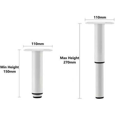 Forehill – Lot de 2 pieds de lit réglables 15-27 cm – Fer haute qualité avec fond nylon antidérapant – Pour sommiers à lattes et meubles (1/4)