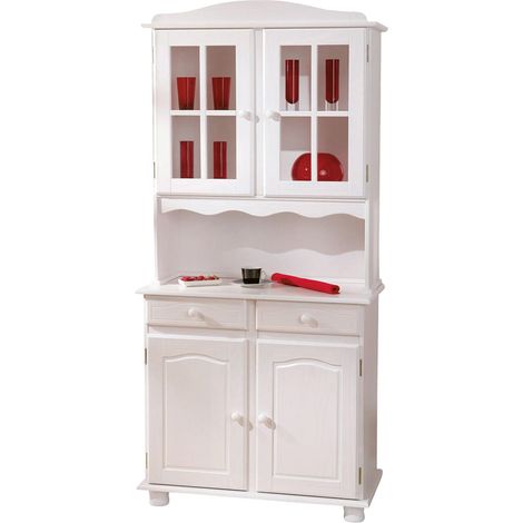 Dmora - Credenza Dmcneal, Buffet da soggiorno, Madia da salotto, Dispensa da cucina, 88x32 h198 cm, Bianco (1/5)