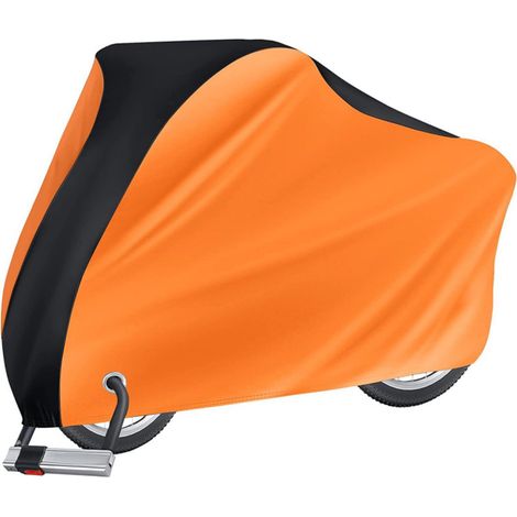 Housse de vélo, garage à vélo avec œillets pour cadenas, tissu Oxford de haute qualité, protection imperméable contre la poussière, la pluie, la neige et les UV, 190 x 65 x 98 cm, orange (1/5)