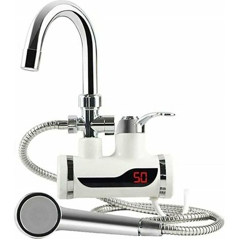 Robinet électrique 220 V avec chauffe-eau instantané et appareil de douche, chauffe-eau instantané avec affichage LCD de la température, robinet d'eau chaude, chauffe-eau instantané pour cuisi (1/5)