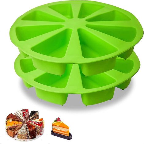 Moule à scones en silicone (lot de 2), moule triangulaire à 8 cavités (type pizza), diamètre intérieur 10 cm. (1/5)