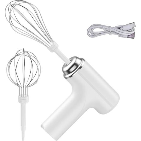 Batidora Manual Inalámbrica - 3 Velocidades - 2 Accesorios Acero Inoxidable - Recargable USB - Ideal Para Pequeñas Cocinas Y Viajes - 1 Unidad (1/5)