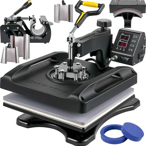 VEVOR Prensa Termica 38 x 38 cm Prensa de Calor 1000 W Multiusos 8 en 1, Transferencia por Sublimación para Bricolaje Tazas Camisetas Gorras, Brazo Giratorio de 360°, Tubos de Calentamiento Duales (1/5)