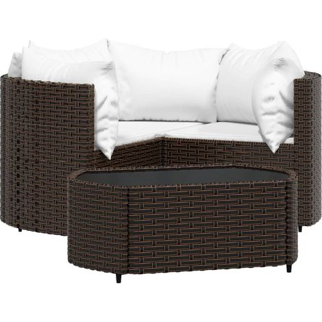 Salon de jardin 4 pcs Contemporain, Ensemble repas de jardin, avec coussins Marron Résine tressée OIB8291E (1/5)