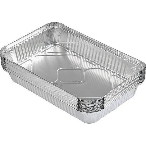 Lot de 25 barquettes en aluminium pour barbecue, idéales pour la cuisson, le rôtissage, la pâtisserie, la congélation et la conservation. Grandes barquettes alimentaires en aluminium (31 cm x 21 cm x (1/5)