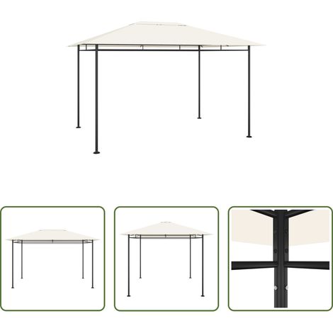 vidaXL Tente extérieur - Belvédère 384x281x270 cm Crème 180 g/m² (1/5)