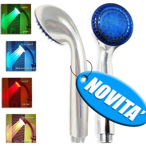 Trade Shop - Mezclador De Ducha Indicador Térmico Led 4 Colores Cabezal De Ducha Cromoterapia -