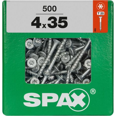 500 Stück SPAX Senkkopf-Torx-Stahlschrauben, Durchmesser 4 mm x Länge 35 mm SPAX