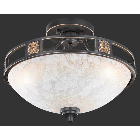 Plafón 3xE27 Quinta Ruggine Cristal Alabastro Ø42 cm Trio Lighting