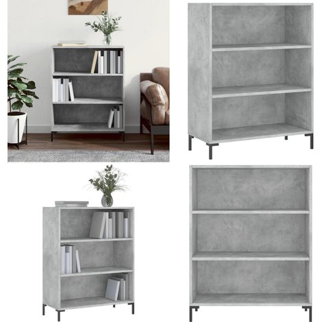 Bibliothèque gris béton 69,5x32,5x90 cm bois d'ingénierie - Bibliothèque Design - Bibliothèque Murale - Bibliothèque Ouverte - Meuble Rangement - Étagère Bois - Home & Living (1/5)