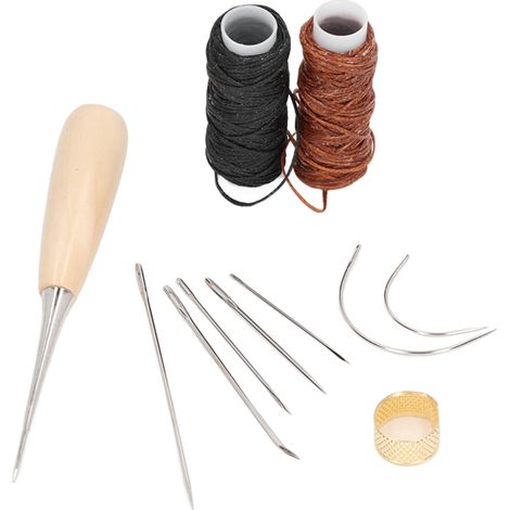 Kit de herramientas para coser cuero, acero inoxidable, hilo encerado incluido.