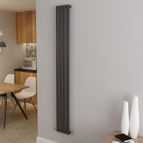 AICA Oval Column Designer Radiator Central Heating Vertical 1800x236mm Single Anthracite