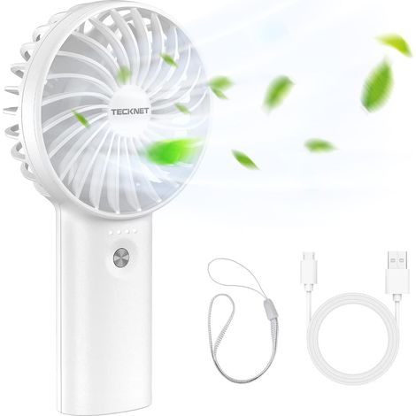Mini ventilador portátil, 5200 mAh, USB con función de batería externa, silencioso, 3 velocidades ajustables, ideal para la oficina, viajes y actividades al aire libre, color blanco. (1/5)