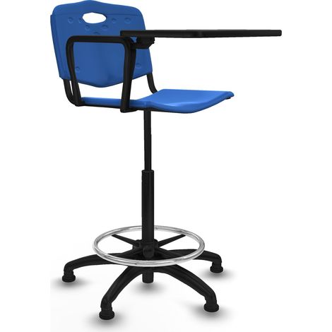 Taburete Robledo giratorio plástico azul brazo con pala diestros base poliamida topes