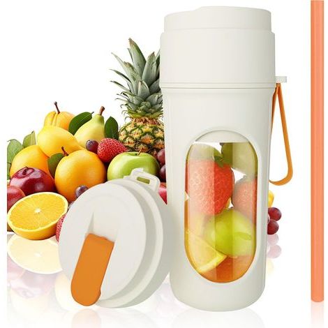 Blender Smoothie, Mini Mixeur Smoothie 450 ml, Appareil a Smoothies avec 12 Lames, Fresh Juice Blender Portable, Petit Blenders USB pour Cuisine, Salle de Sport, Bureau (1500 mAh, Orange) (1/5)