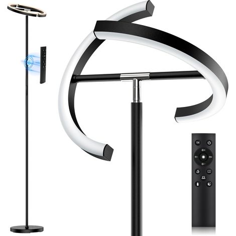 Lampadaire LED Dimmable Noir Lampadaires Lampadaire 20W Moderne Uplighter avec Télécommande 1300LM 3000K-6000K Blanc Chaud Blanc Froid Lampe de Lecture pour salon, Chambre, Bureau, Hôtel (1/5)