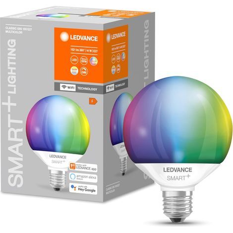 E27 LED Bulb, Wifi, Dimmable, RGB Colors, Dynamic White, Matte Globe Shape, Compatible with Alexa and Google (1/5)