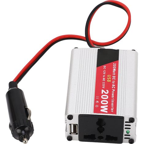 200-W-Kfz-Wechselrichter (12 V auf 220 V), 2 USB-Anschlüsse und 1 Steckdose, Schnellladefunktion, kompakter Fahrzeug-Wechselrichter (1/5)