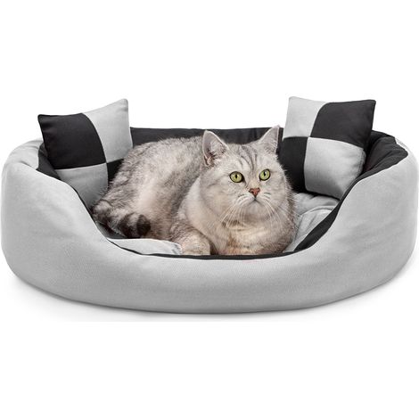 lionto Katzenbett, modernes 4-in-1 Bett aus Oxford-Gewebe, wendbar, kratzfest & pflegeleicht, 65x50 cm, grau/schwarz