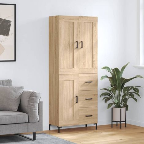 Buffet haut,Buffet de salon,Commode Meuble de rangement,Style Industriel Chêne sonoma 69,5x34x180 cm Bois d'ingénierie VNWE441937 (1/5)