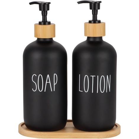 Ensemble de 3 distributeurs de savon liquide en verre avec pompe-AquaForge (1/5)
