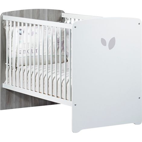 Lit bébé 120x60 sérigraphié en bois gris (1/3)