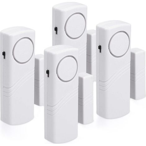 Alarme Porte et Fenêtre - Lot 4x Alarme Sans Fil Anti-Intrusion - Sécurité Maison Contre Cambriolage - Fonctionnement Magnétique - 90 dB NPTERBL