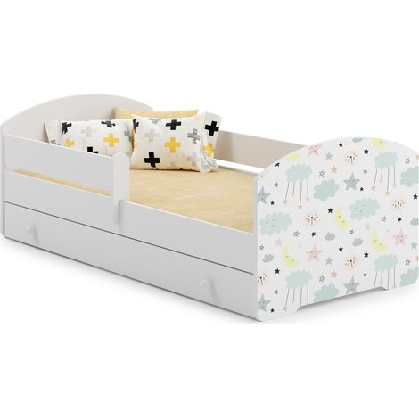 Lit d'enfant LUK avec tiroir et tringle 70x140 étoiles
