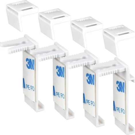 - Lot de 4 supports de serrage pour stores enrouleurs doubles sans perçage, accessoires de remplacement pour fenêtres en PVC, bois et châssis de porte (1/4)