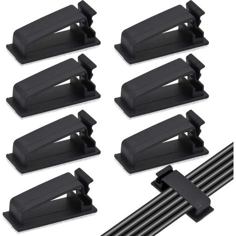 50 schwarze selbstklebende Kabelklemmen, Kabelhalter, Kabelmanagement für elektrische Kabel, Organizer für Ethernet-Kabel, TV, Ladegerät, Auto, PC, Büro, Zuhause, Elektrokabel