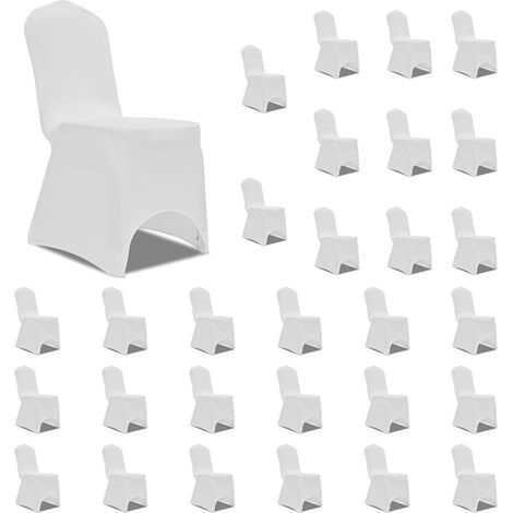 Housses élastiques de chaise Blanc 30 pcs (1/5)