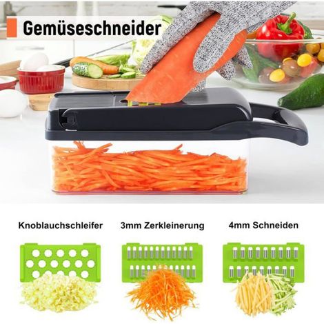 Mandoline Cuisine - 16 Fonctions - 7 Lames Réglables En Acier Inoxydable - Pour Couper Tomates Oignons Carottes - 1 Pièce (1/5)