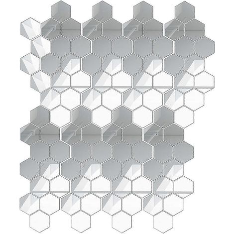 Sticker mural miroir hexagonal, 100 pièces en acrylique - Stickers décoratifs personnalisés pour salon, entrée, couloir, escaliers-Silver 46x40x23mm
